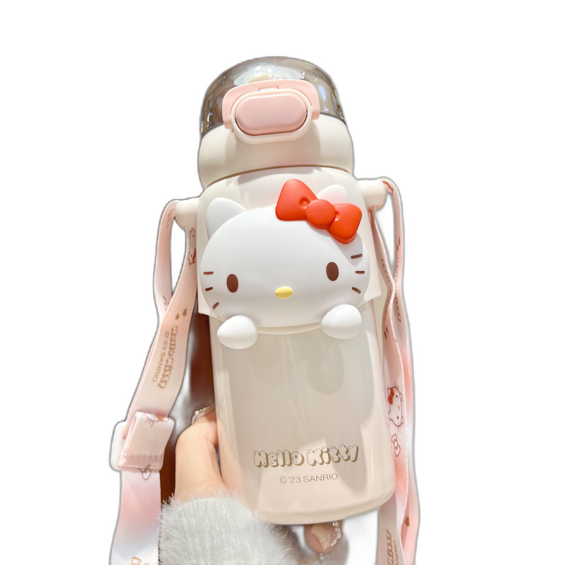 Sanrio Insulated Tumbler 3D Head Kuromi Cinamoroll Hello Kitty Alien Flask  with Straw & Strap 560ml