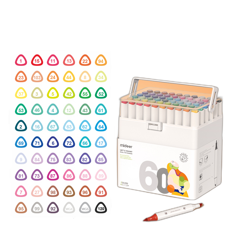 MiDeer Dual Tip Washable Markers 24/36/48/60 Colors