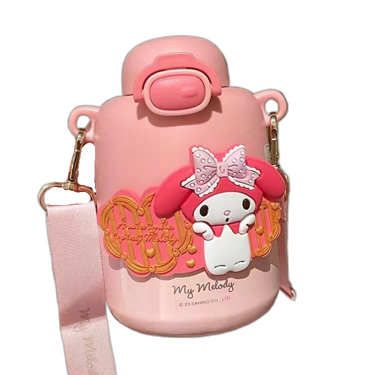 Sanrio Insulated TUMBLER VINTAGE Strap Crossbody Water Flask Toy Story Kuromi Melody Cinamorol 430ML