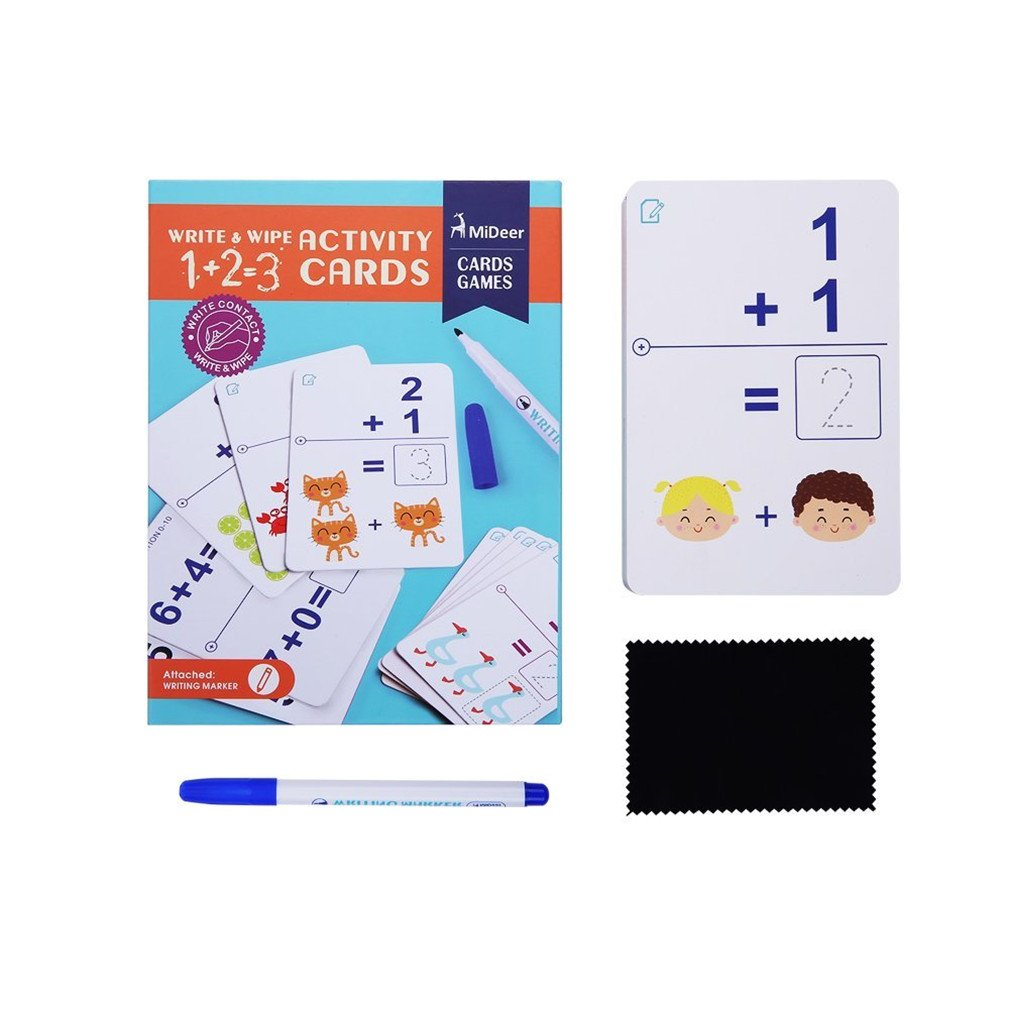 Mideer Write and Wipe Card, 4 Activities for Preschoolers with Marker and Eraser Educational Toys